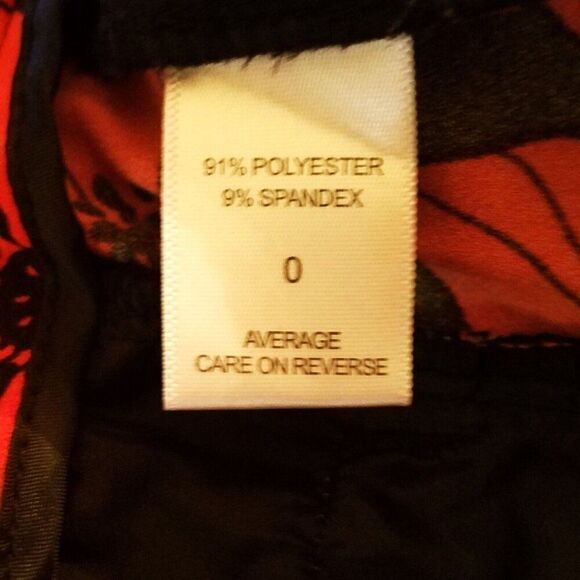 New York & Company Stretch Pants Wide Leg Poppy Flower Black Red Sz 0 Small - Picture 11 of 12